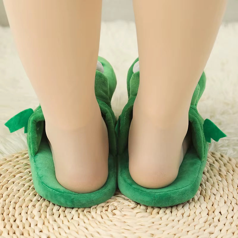 New Playful Crocodile Slippers with Movable Mouth Fun Pop-Up Animal Design Footwear Female Girls Soft Plush Home Slippers