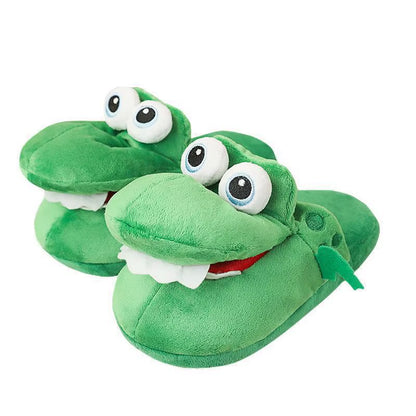 New Playful Crocodile Slippers with Movable Mouth Fun Pop-Up Animal Design Footwear Female Girls Soft Plush Home Slippers